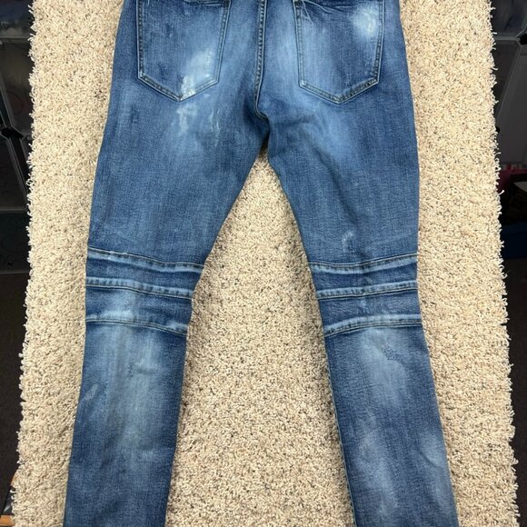 Embellish Medium Wash Blue Jeans Women's SZ 34 Distressed Slightly Tapered - Picture 7 of 9